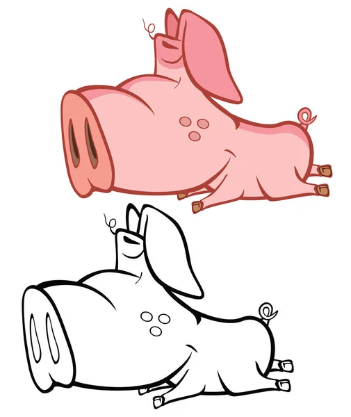 Illustration Vectorielle Cochon Personnage Bande Dessinée Mignon Pour Vous Conception — Image vectorielle