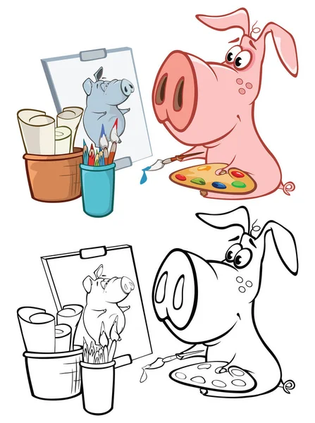 Vector Illustration Cute Cartoon Character Pig You Design Computer Game — Stock Vector