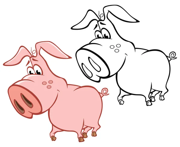 Vektor Illustration Eines Niedlichen Zeichentrickfiguren Schweins Für Design Und Computerspiel — Stockvektor