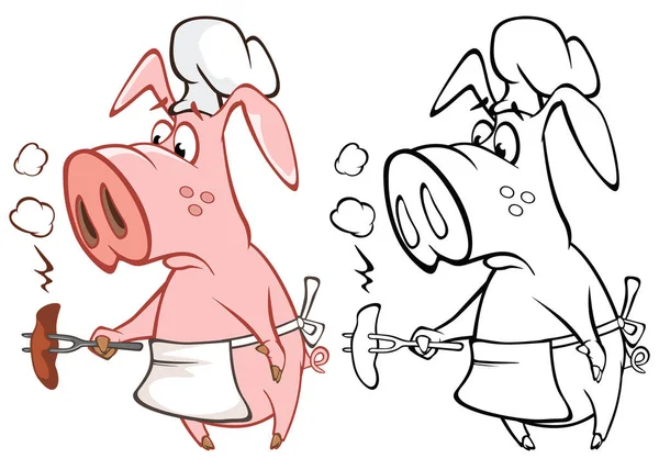 Illustration Vectorielle Cochon Personnage Bande Dessinée Mignon Pour Vous Conception — Image vectorielle