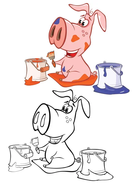 Vector Illustration Cute Cartoon Character Pig You Design Computer Game - Stok Vektor