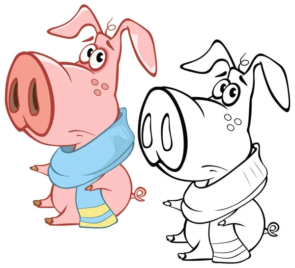 Vector Illustration Cute Cartoon Character Pig You Design Computer Game — Stock Vector
