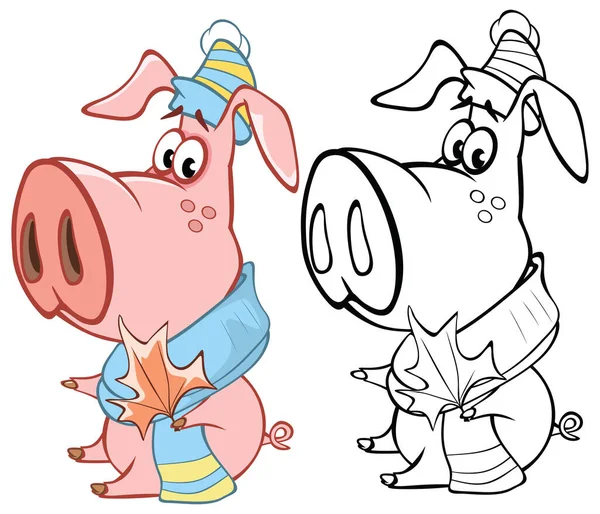 Vector Illustration Cute Cartoon Character Pig Your Design Computer Game — 스톡 벡터