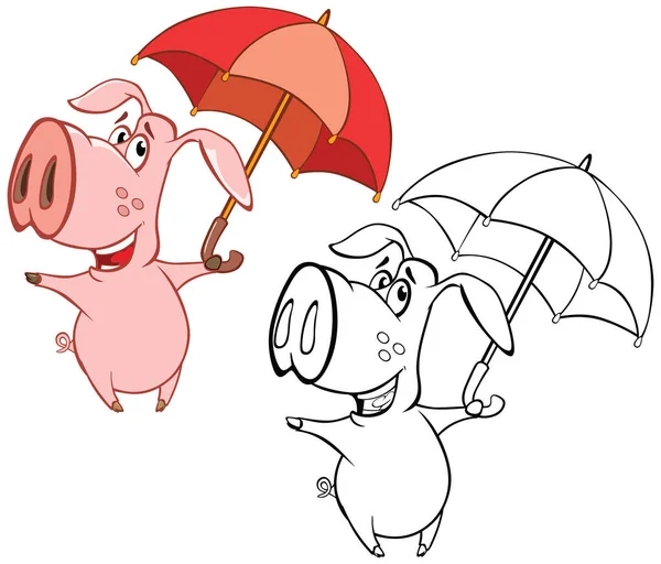 Vector Illustration Cute Cartoon Character Pig You Design Computer Game - Stok Vektor