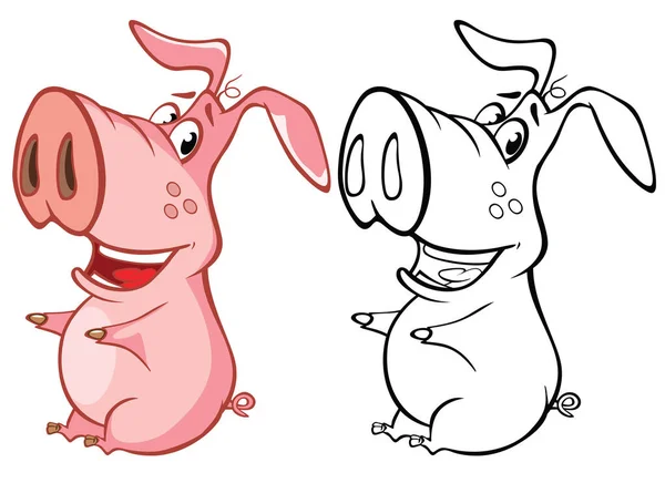 Ilustração Vetor Porco Personagem Desenho Animado Bonito Para Você Design — Vetor de Stock