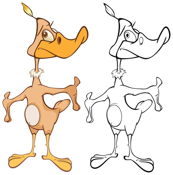 Sizin için Sevimli Çizgi Film Karakteri Kuşu 'nun Vektör İllüstrasyonu Tasarım ve Bilgisayar Oyunu. Renk Kitabı