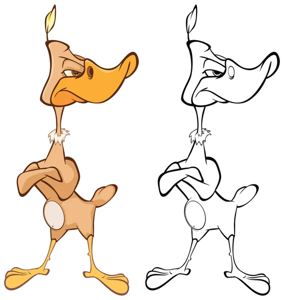 Sizin için Sevimli Çizgi Film Karakteri Kuşu 'nun Vektör İllüstrasyonu Tasarım ve Bilgisayar Oyunu. Renk Kitabı