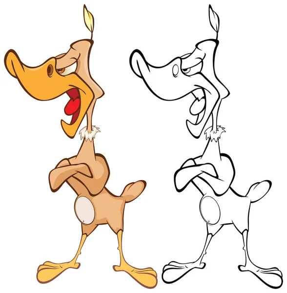 Sizin için Sevimli Çizgi Film Karakteri Kuşu 'nun Vektör İllüstrasyonu Tasarım ve Bilgisayar Oyunu. Renk Kitabı