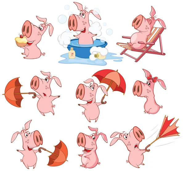 あなたのためのかわいい漫画のキャラクター豚のベクトルイラストデザインとコンピュータゲーム — ストックベクタ