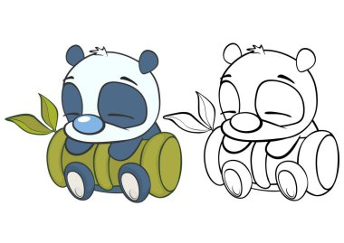 Pandaların vektör çizimi, bambuyla hayvanları taşır 