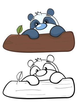 Panda hayvanlarının ve ağaç gövdelerinin vektör çizimi 