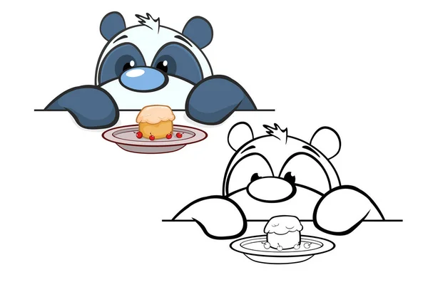 Illustrazione Vettoriale Animali Panda Con Torte Piatti — Vettoriale Stock