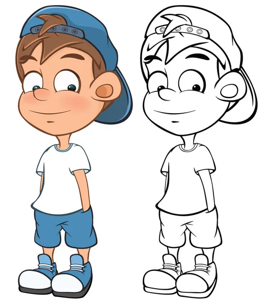 Vector Illustration Eines Niedlichen Cartoon Character Boy Für Design Und — Stockvektor