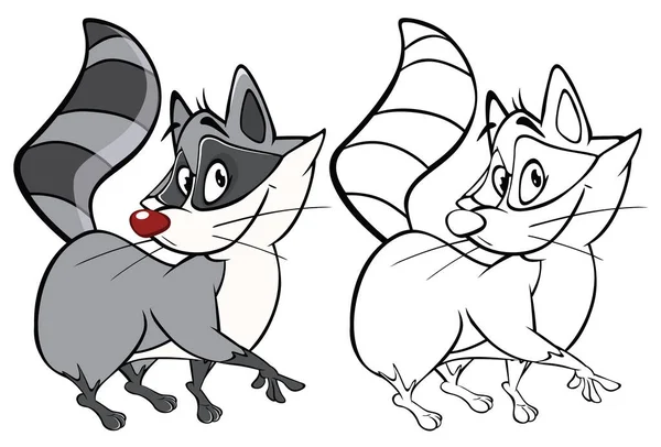 Vector Illustration Cute Cartoon Character Raccoon You Design Computer Game — Stock Vector