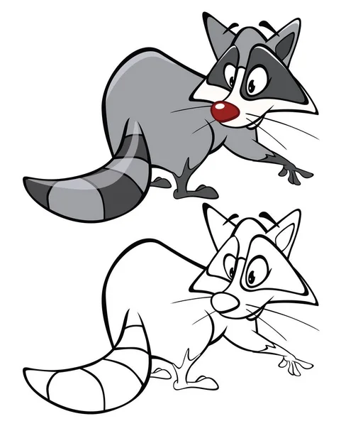 Vector Illustration Cute Cartoon Character Raccoon You Design Computer Game — Stock Vector