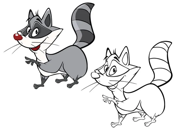 Vector Illustration Cute Cartoon Character Raccoon Untuk Design Computer Game - Stok Vektor