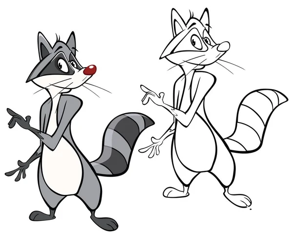 Vector Illustration Cute Cartoon Character Raccoon You Design Computer Game — Stock Vector