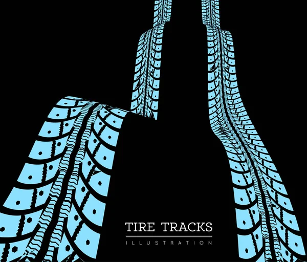 Tire Tracks Vector Illustration Dark Background — Stock Vector