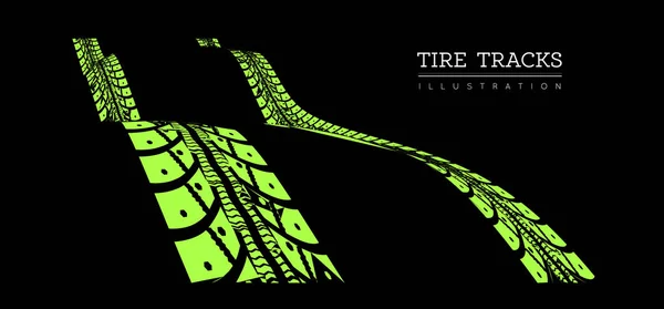 タイヤ痕 暗い背景のベクトルイラスト — ストックベクタ