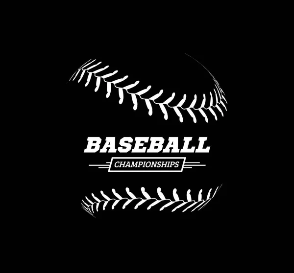 野球ボール黒の背景ベクトルイラスト — ストックベクタ