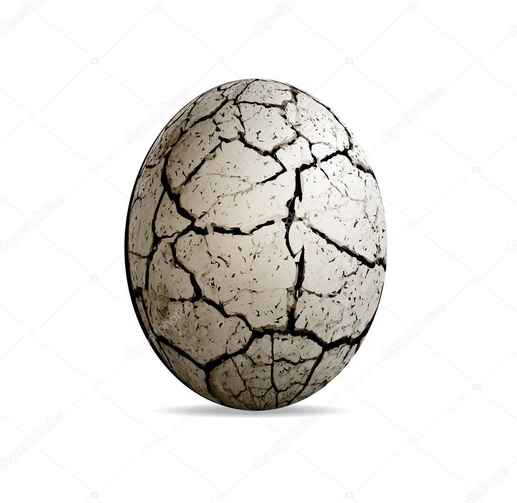 Egg of a dinosaur on a white background. Realistic vector illustration