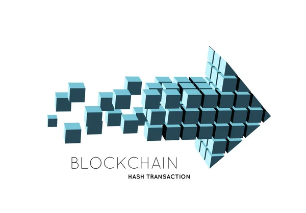 Blockchain Vector Illustratie Vorm Van Blokjes Vorm Van Een Pijl — Stockvector