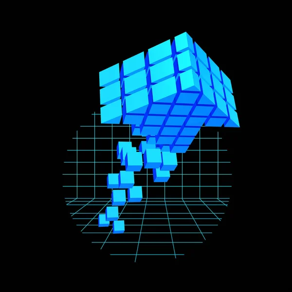Blokkolólánc Vektor Illusztráció Kockák Formájában Nyíl Formájában Űrben Vagy Hálóban — Stock Vector