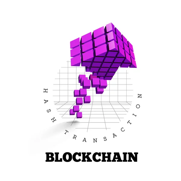 Blockchain Vektorillustration Form Von Würfeln Pfeilform Das Konzept Des Informationstransfers — Stockvektor