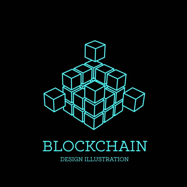 Blockchain Vektorové Ilustrace Formě Kostek Návrh Loga Blocku Koncept Přenosu — Stockový vektor