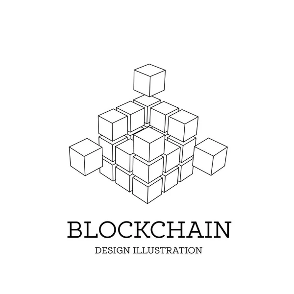 Küp Şeklinde Blok Zinciri Vektör Illüstrasyonu Blok Zincir Logo Tasarımı — Stok Vektör