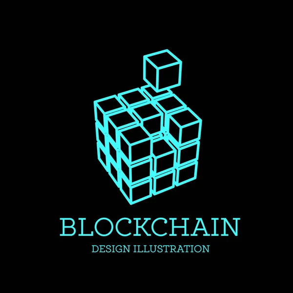 Blockchain Vector Illustration Form Cubes Block Chain Logo Design Concept — Stock Vector