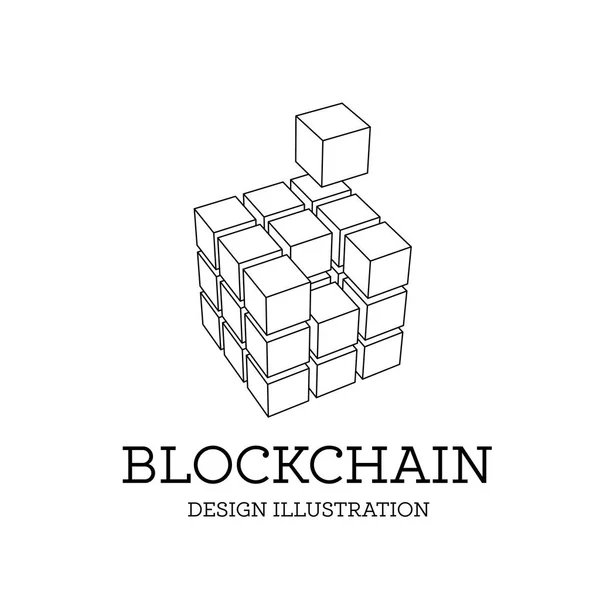 Blockchain Vector Illustratie Vorm Van Blokjes Blok Ketting Logo Ontwerp — Stockvector