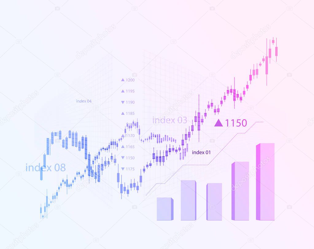 The schedule for changing the stock market graph in a positive direction. The investment economy and the development of new financial tools for trade online. Vector illustration