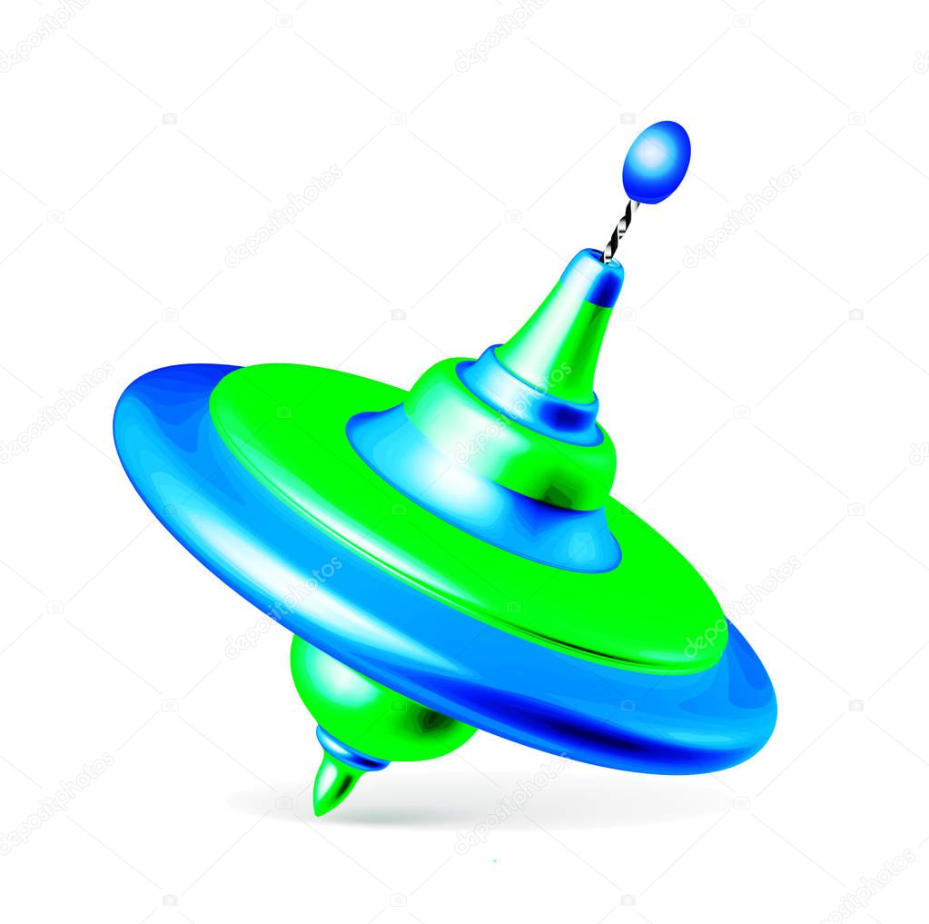 Whirligig toy isolated on white background.Peg top vector illustration