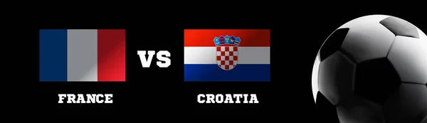 Bandeiras França Croácia Contra Pano Fundo Estádio Futebol Grama Ilustração — Vetor de Stock