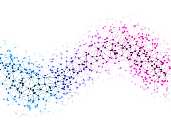 点通过波浪的形式连接 抽象向量例证在大数据 社会网络的题目 白色背景 — 图库矢量图片