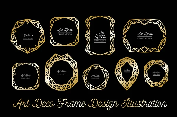 Art Deco Dekoratív Keretben Arany Vonalak Esküvői Meghívó Vektoros Illusztráció — Stock Vector