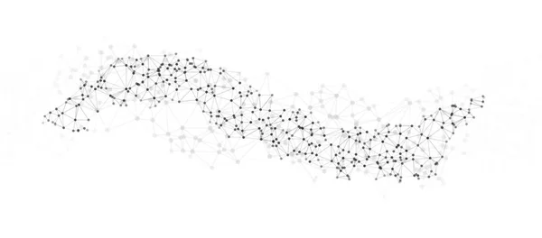 Illustration Big Data Lignes Points Sous Forme Onde Vecteur Sur — Image vectorielle