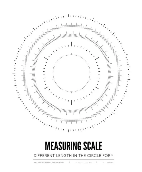 Reglas Medición Diferentes Escalas Longitudes Formas Forma Círculo Ilustración Vectorial — Archivo Imágenes Vectoriales