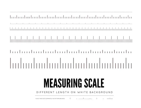 Reglas Medición Diferente Escala Longitud Forma Ilustración Vectorial Sobre Fondo — Archivo Imágenes Vectoriales