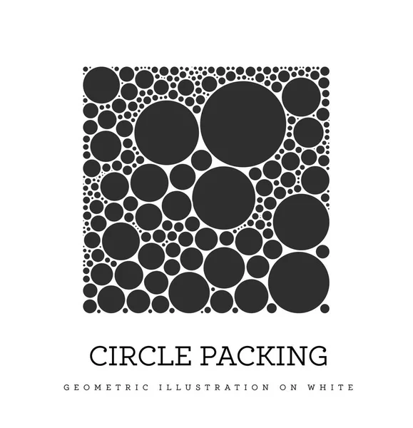 Cirkel Verpakking Vector Illustratie Cirkels Worden Geplaatst Dat Elkaar Raken — Stockvector