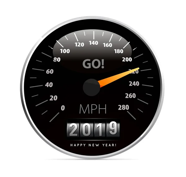 2019 Year Calendar Speedometer Car Vector Illustration — Stock Vector