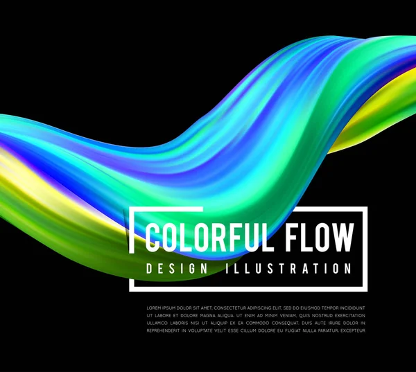 Design Flusso Colorato Trending Wave Illustrazione Vettoriale Liquido Sfondo Nero — Vettoriale Stock