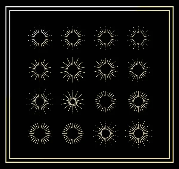 Golden Star Burst Ray Vector Black Star Burst Ray Vector — Stock Vector