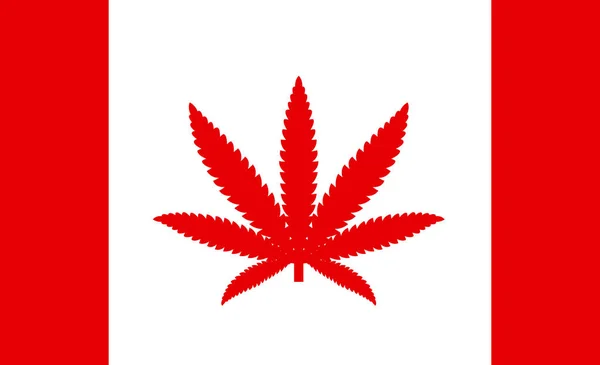 国の医療用マリファナの使用許可の概念としてのマリファナの葉カナダの旗 ベクトル図 — ストックベクタ