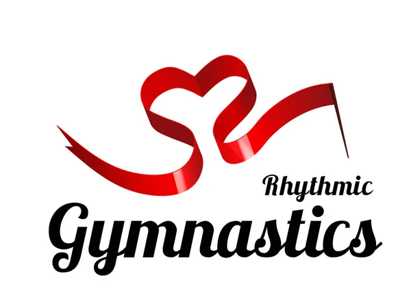 Ruban Pour Gymnastique Rythmique Forme Cœur Illustration Vectorielle Sur Fond — Image vectorielle