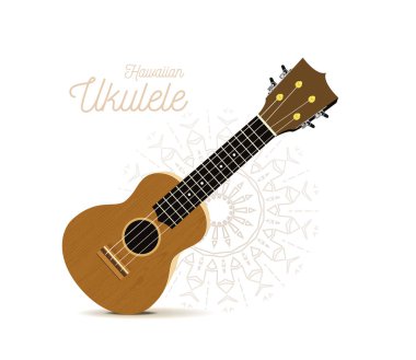 Ukulele - Hawaii müzik aleti. Beyaz arkaplanda vektör illüstrasyonu
