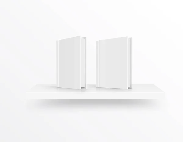 Cubierta Libro Blanco Estantería Sobre Fondo Claro Ilustración Vectorial — Vector de stock