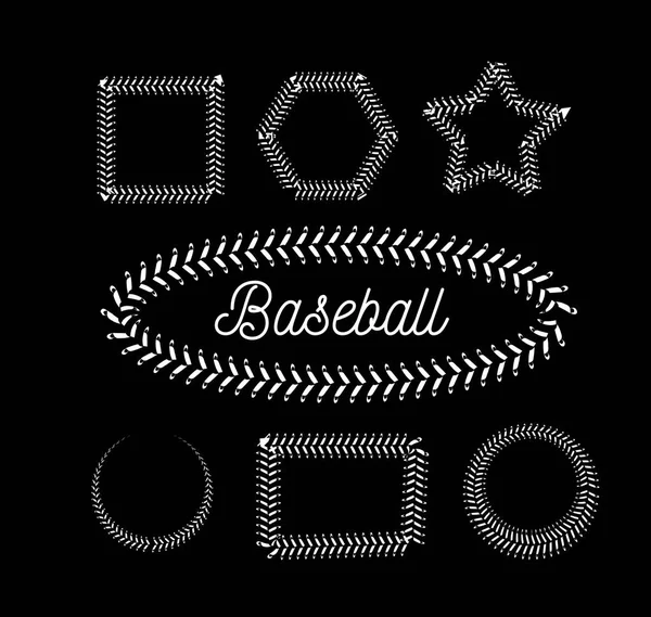 Dentelle Une Balle Baseball Sur Fond Noir Illustration Vectorielle — Image vectorielle