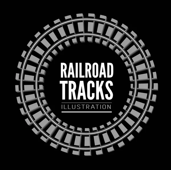 Railroad Tracks Illustration Isolated Blackbackground — Stock Vector